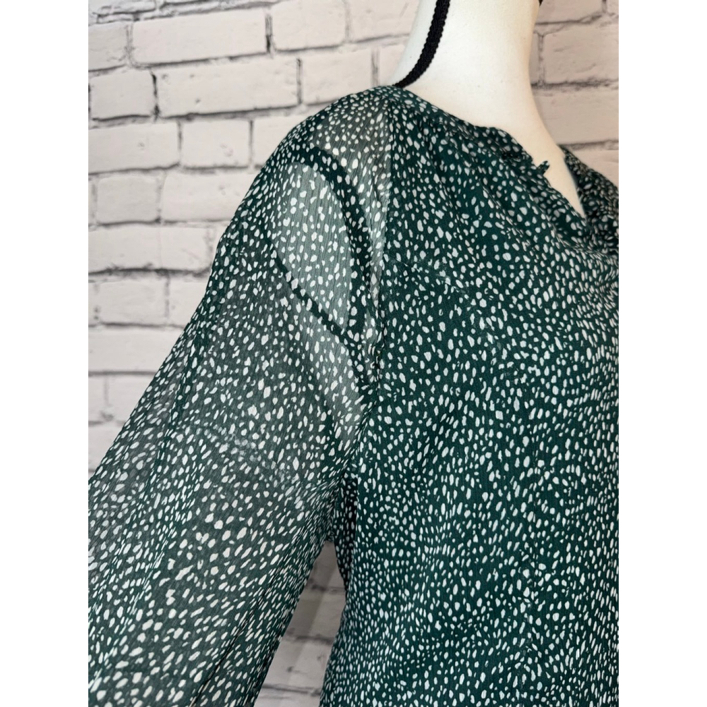 Joie Dress size XL Green & White Polka Dot Arctic Mid Balloon Sleeve Boho 90’s - Picture 6 of 14